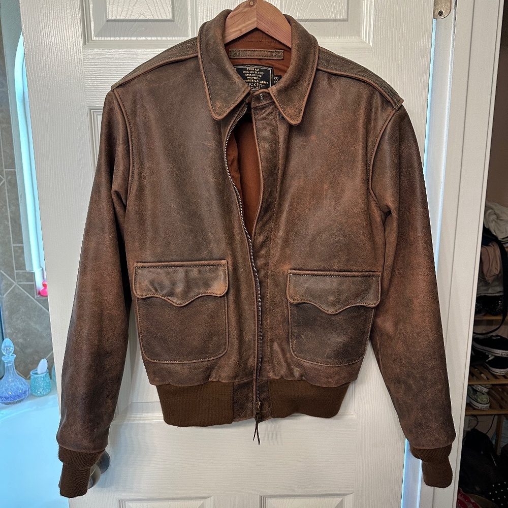 Cockpit USA 40th Anniversary A-2 Flight Jacket 38 Mens Brown horsehide Z21W009